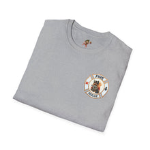 Load image into Gallery viewer, Firefox Logo and Ex&#39;s Wife restraining order Firefighter Humor Unisex Softstyle T-Shirt
