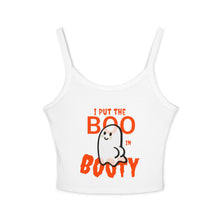 Load image into Gallery viewer, Halloween Ghost Spaghetti Strap Tank Top, Cute Spooky Top, Women&#39;s Casual Wear, Boo in Booty Tank, Fun Halloween Outfit, Halloween [...]
