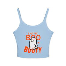 Load image into Gallery viewer, Halloween Ghost Spaghetti Strap Tank Top, Cute Spooky Top, Women&#39;s Casual Wear, Boo in Booty Tank, Fun Halloween Outfit, Halloween [...]
