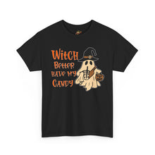 Load image into Gallery viewer, Witch Better Have My Candy Tee - Halloween Shirt, Unisex Graphic Tee, Ghost Design T-Shirt, Spooky Vibes Apparel, Trick or Treat Gift
