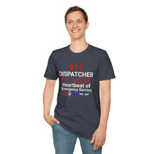 Load image into Gallery viewer, 911 Dispatcher Heartbeat of Emergency Service Unisex Softstyle T-Shirt
