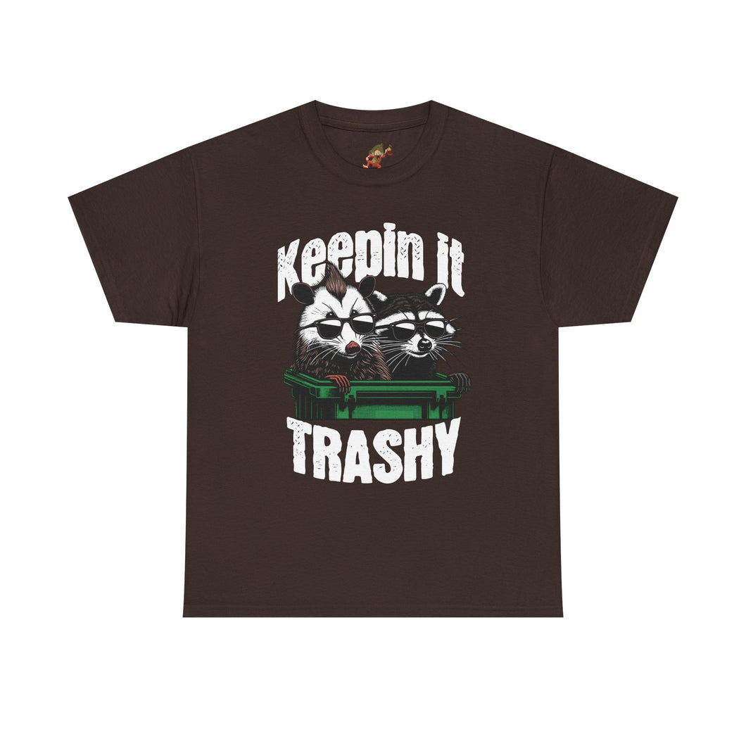 Keepin' It Trashy Unisex Heavy Cotton Tee | Funny Graphic Shirt, Pet Lover Gift, Casual Wear, Unique Style, Animal Humor