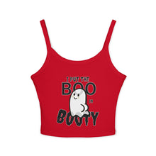 Load image into Gallery viewer, Halloween Ghost Spaghetti Strap Tank Top, Cute Spooky Top, Women&#39;s Casual Wear, Boo in Booty Tank, Fun Halloween Outfit, Halloween [...]
