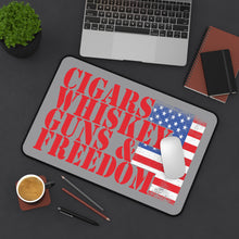 Load image into Gallery viewer, Cigars, Whiskey, Guns &amp; FREEDOM Desk Mat
