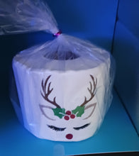 Load image into Gallery viewer, Female Reindeer Embroidered Toilet Paper, Christmas Bathroom Decor
