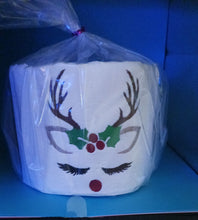 Load image into Gallery viewer, Female Reindeer Embroidered Toilet Paper, Christmas Bathroom Decor
