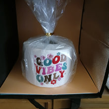 Load image into Gallery viewer, Embroidered Toilet Paper, Retro &quot;Good Vibes Only&quot;, Rockabilly
