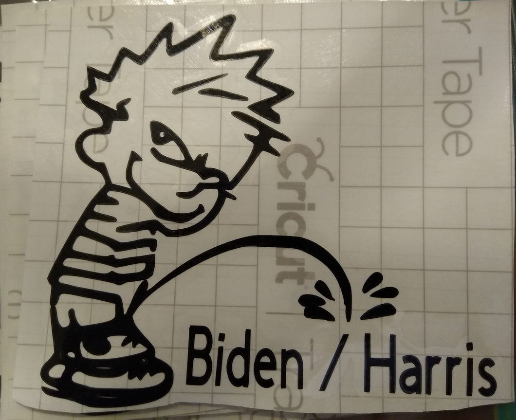 Vinyl Window Decal Express Your Rights and Feelings / Boy Peeing on Biden-Harris