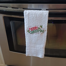 Load image into Gallery viewer, Embroidered Hand Towel &quot;Merry Christmas&quot; Bathroom Decor, Kitchen Decor
