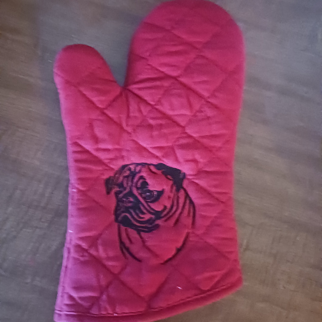 Premium Embroidered Pug Oven Mitt - Style and Safety for Your Kitchen