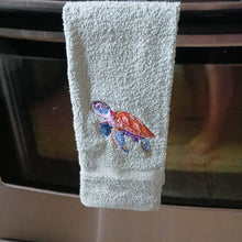 Load image into Gallery viewer, Embroidered Hand Towel Sea Turtle Love
