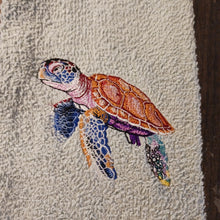 Load image into Gallery viewer, Embroidered Hand Towel Sea Turtle Love
