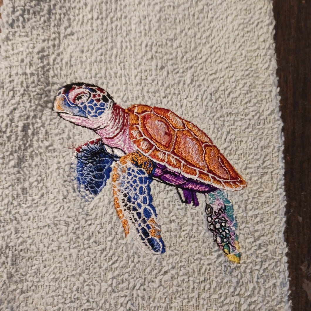 Embroidered Hand Towel Sea Turtle Love