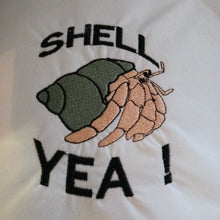 Load image into Gallery viewer, Shell Yea! Hermit Crab Embroidered Pot Holder, Unique Gift Idea, Hermit Crab Lovers
