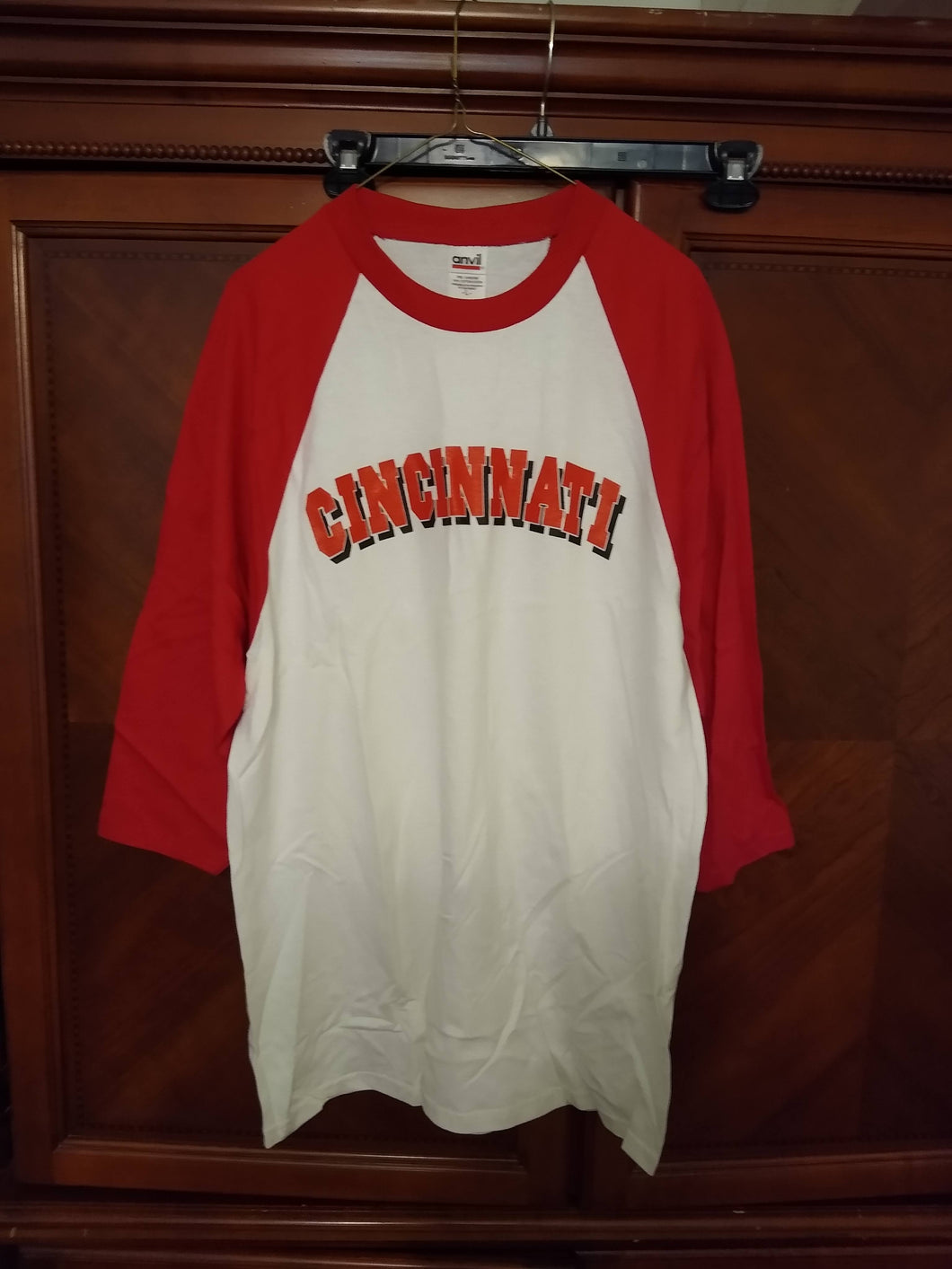 Adult Cincinnati Baseball 3/4 Sleeve T-Shirt