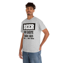 Load image into Gallery viewer, BEER CHEAPER THAN GAS,  Adult T-Shirt Humor , Unisex Heavy Cotton Tee
